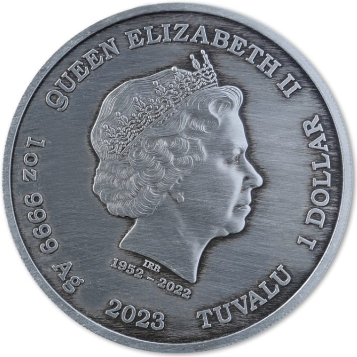 Tuvalu: Bogowie Olimpu - Artemida 1 uncja Srebra 2023 Antiqued Coin