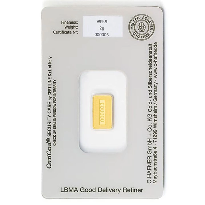 C. Hafner 2 grams Gold Bar LBMA GD Refiner