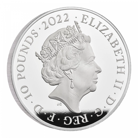 The Royal Tudor Beasts: Lion of England 5 uncí stříbra 2022 Proof