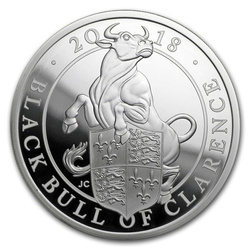 The Queen’s Beasts: The Black Bull of Clarence 2 oz Silber 2018 PROOF