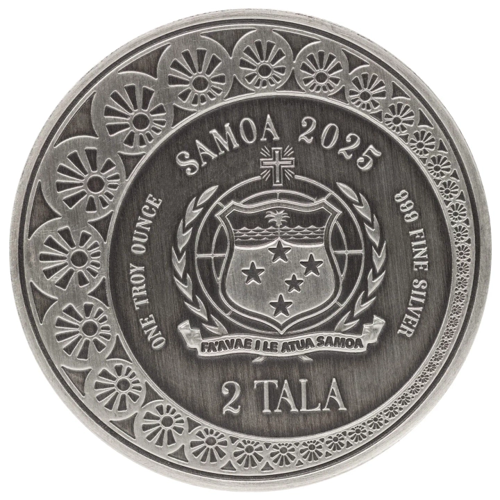 Samoa: Mermaid & Pearl 1 Unze Silber 2025 Antiqued Coin