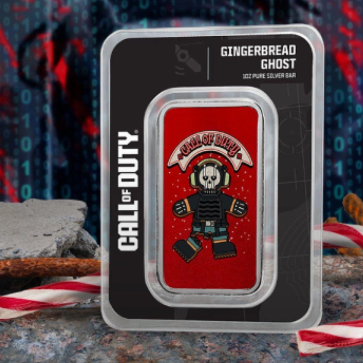 Silberbarren Pamp: Call of Duty - Gingerbread Ghost koloriert 1 Unze Silber 2025 Prooflike