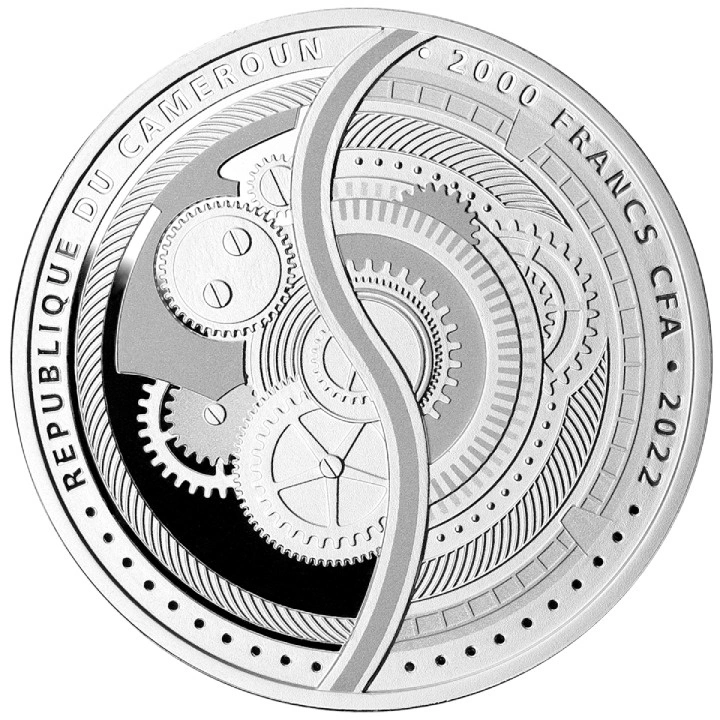 Camerún: Rueda del Tiempo de color Plata 2022 Proof