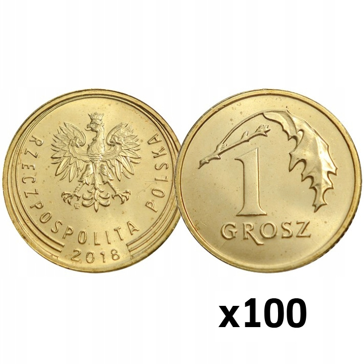 Narodowy Bank Polski: 1 grosz Worek Menniczy (100 sztuk) - Różne Roczniki