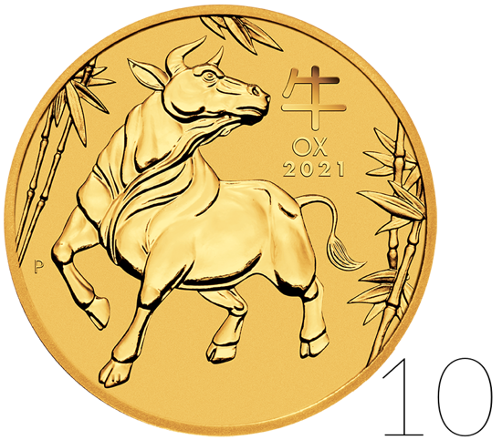 Lunar III: Year of the Ox 1 oz Gold Sets 10 Pc. 2021