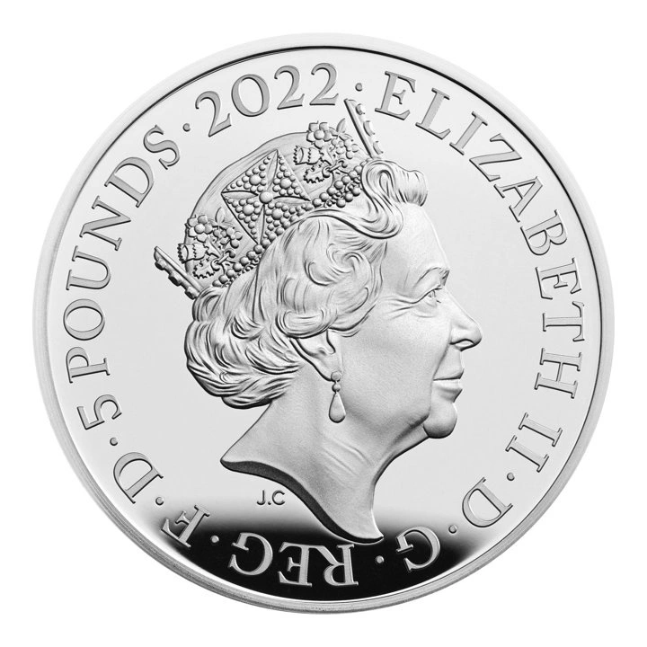 The Queens Reign - Commonwealth Srebro £5 2022 Proof