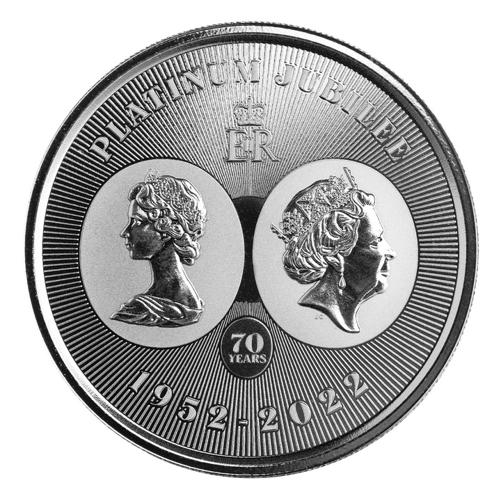Islas Caimán: Jubileo de Platino de la Reina 1 oz Plata 2022 Prooflike