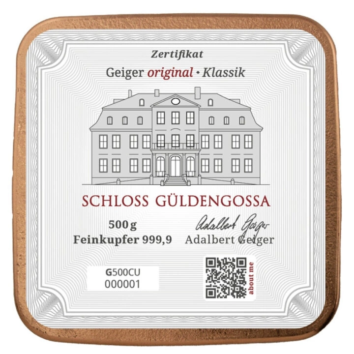 500 gramů měděná slitka