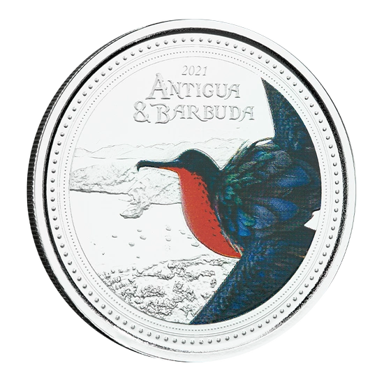 Antigua & Barbuda: Frigatebird coloured 1 oz Silber 2021