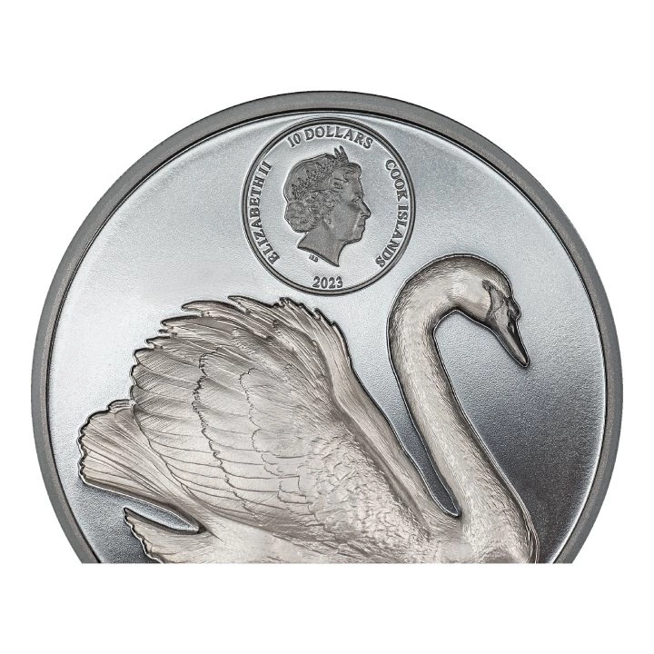 Cook Islands: Black Swan 2 uncje Srebra 2023 Black Proof Ultra High Relief