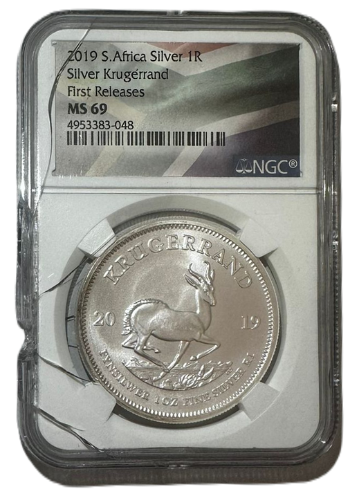 Krugerrand 1 oz Silber 2019 MS 69 NGC First Releases Beschädigte Platte