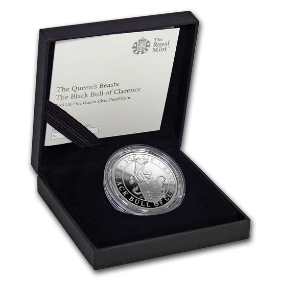 The Queen’s Beasts: The Black Bull of Clarence 2 oz Silber 2018 PROOF
