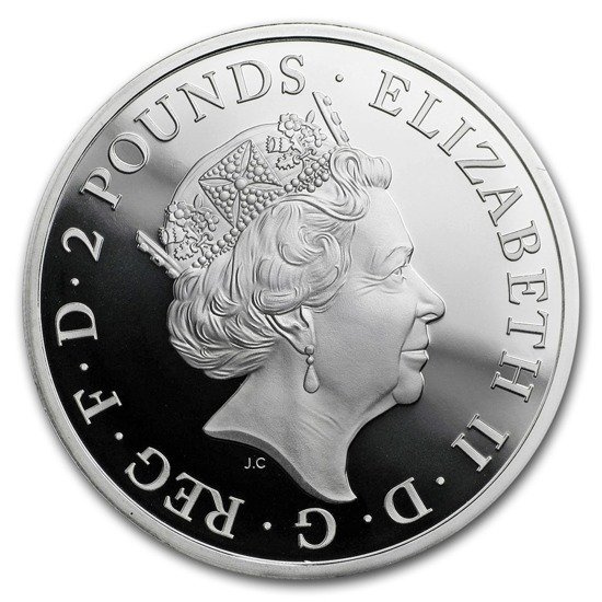The Queen’s Beasts: The Black Bull of Clarence 2 oz Silber 2018 PROOF
