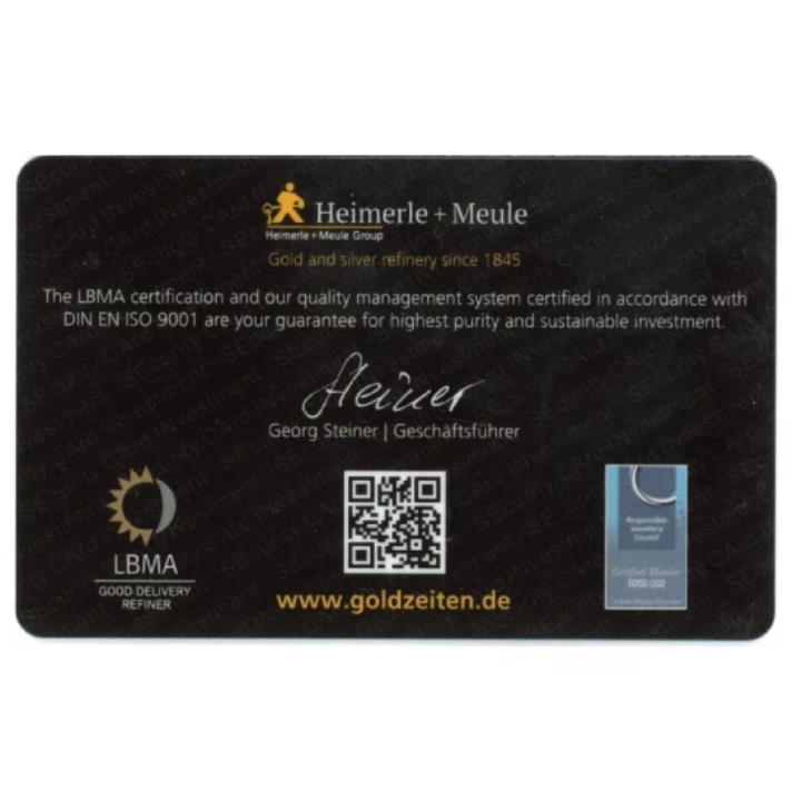 Heimerle Meule 1 g Goldbarren