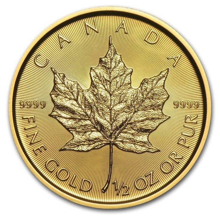 Hoja de arce canadiense 1/2 onza Oro 2018