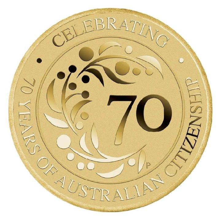 70 Aniversario de la Ciudadanía Australiana Aluminio Bronce 2019 (moneda en tarjeta)