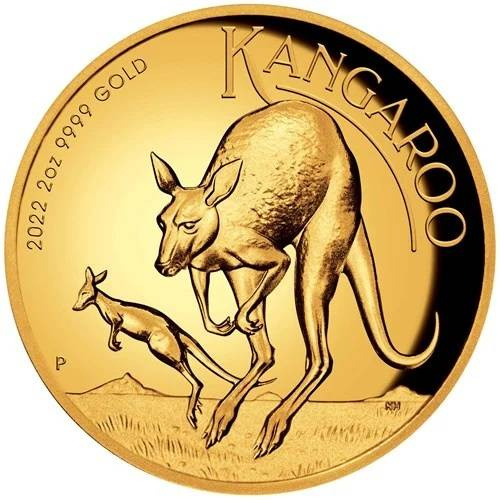 Australský Kangaroo 2 unce zlata 2022 Proof High Relief