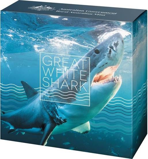Najniebezpieczniejsze stworzenia Australii: The Great White Shark kolorowany 1 uncja Srebra 2022 Proof