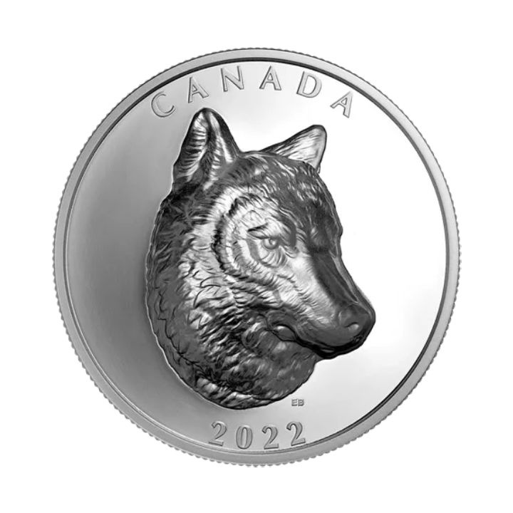Canada: Timber Wolf Srebro 2022 Extraordinarily Proof High Relief