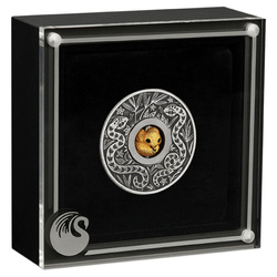 Tuvalu: Lunar III - Rok węża 1 uncja Srebra 2025 Rotating Charm Antiqued Coin