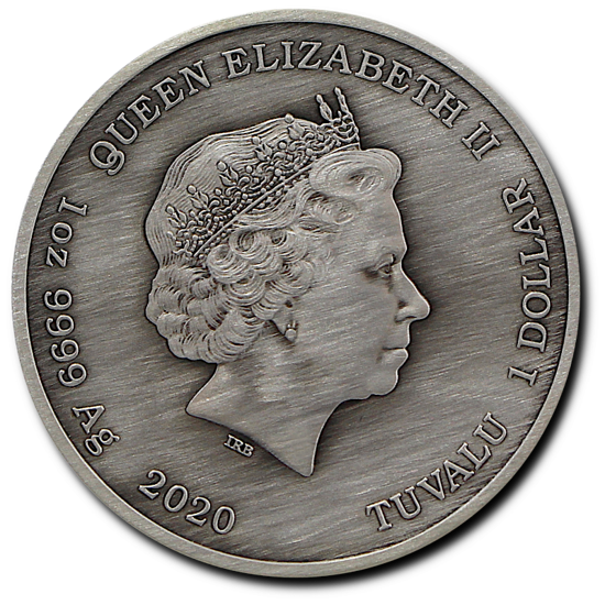 Tuvalu: Olympische Götter - Zeus 1 oz Silber 2020 Antique Finish