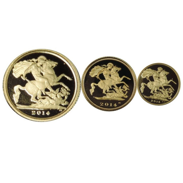 Reino Unido: Set Proof de 3 monedas de oro Sovereign 2014