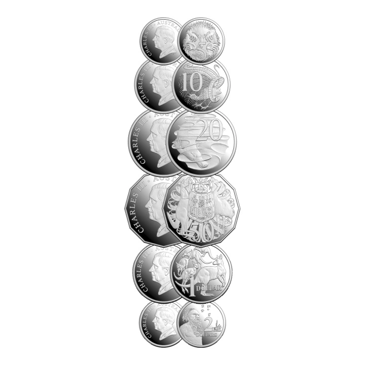 Premium-Münzsatz mit 6 Münzen HM König Charles III Gold 2025 Proof