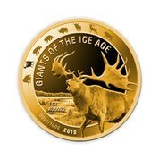 Ghana: Giants of the Ice Age - Jeleń Olbrzymi 1 uncja Złota 2019 Proof