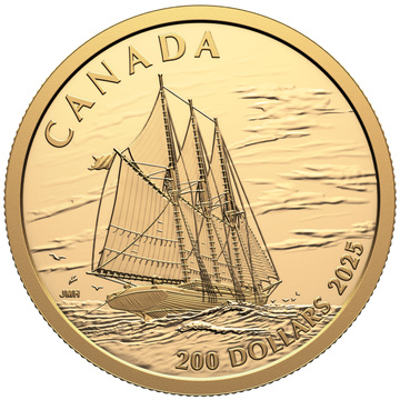 Canada: Tall Ships - Three-Masted Schooner $200 Złoto 2025 Proof