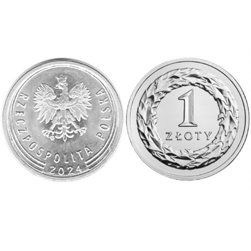 Narodowy Bank Polski: 1 złoty z Woreczka Menniczego Moneta z 2024 UNC
