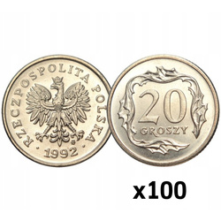 Narodowy Bank Polski: 20 groszy Worek Menniczy (100 sztuk) - Różne Roczniki