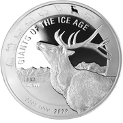 Ghana: Giants of the Ice Age - Renifer 1000 g Srebra 2022 BEZ CERTYFIKATU
