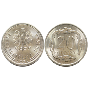 Narodowy Bank Polski: 20 groszy z Woreczka Menniczego Moneta z 2024 UNC