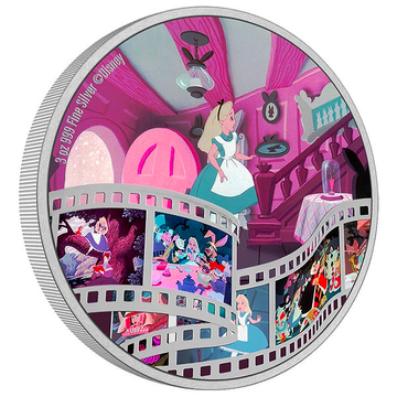 Niue: Disney Cinema Masterpieces - Alice in Wonderland kolorowana 3 uncje Srebra 2023 Proof
