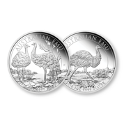 Australijski Emu zestaw - Srebrna Proof moneta 1 uncja 2018 i 2019