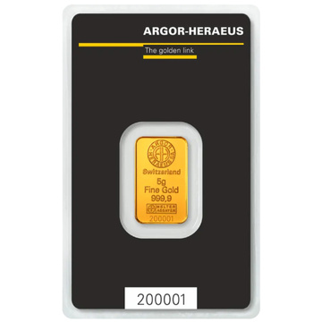 Sztabka Kinebar Argor Heraeus 5 gramów Złota LBMA GD Refiner