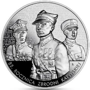 85. rocznica zbrodni katyńskiej 50 zł Srebro 2025 Proof High Relief 	