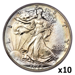 USA: 50 Centów - Half Dollar (0,50 USD) Srebro Różne Roczniki (próba Ag.900) Obiegowy 10 sztuk