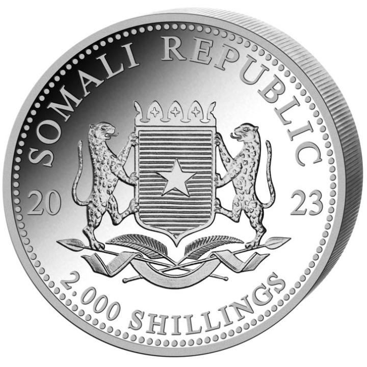 African Wildlife: Słoń Somalijski 25. rocznica pozłacany 1000 gramów Srebra 2023 Proof