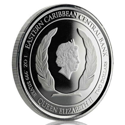 Antigua & Barbuda: Rum Runner kolorowany 1 uncja Srebra 2019 Proof