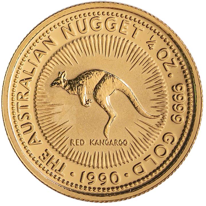 Australian Nugget - Red Kangaroo 1/4 uncji Złota 1990