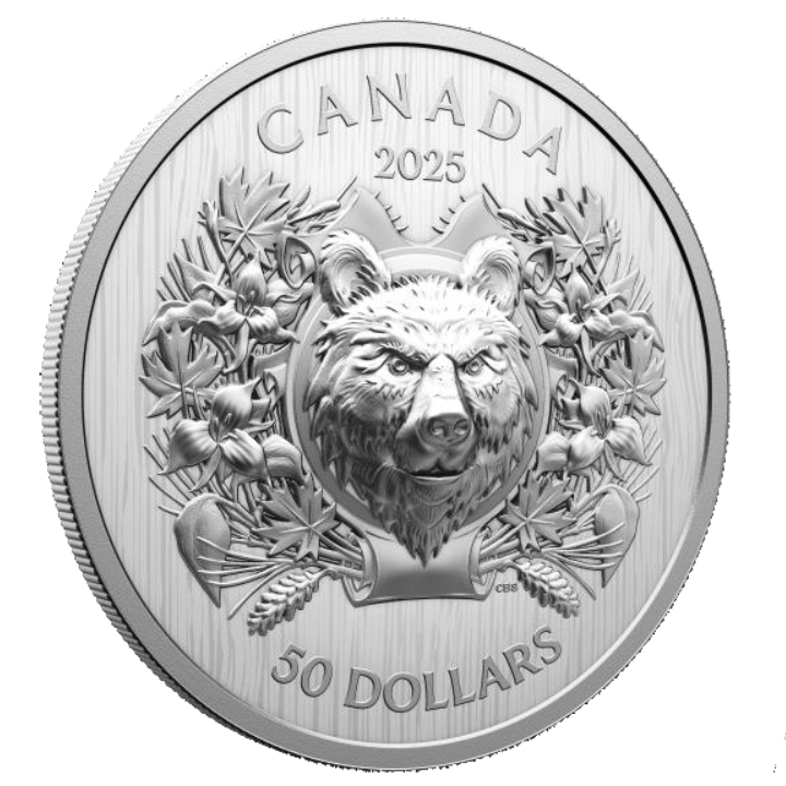 Canada: Heraldic Bear $50 Srebro 2025 Proof