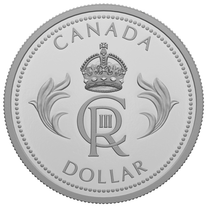 Canada: His Majesty King Charles III's Royal Cypher $1 Srebro 2023 Proof 