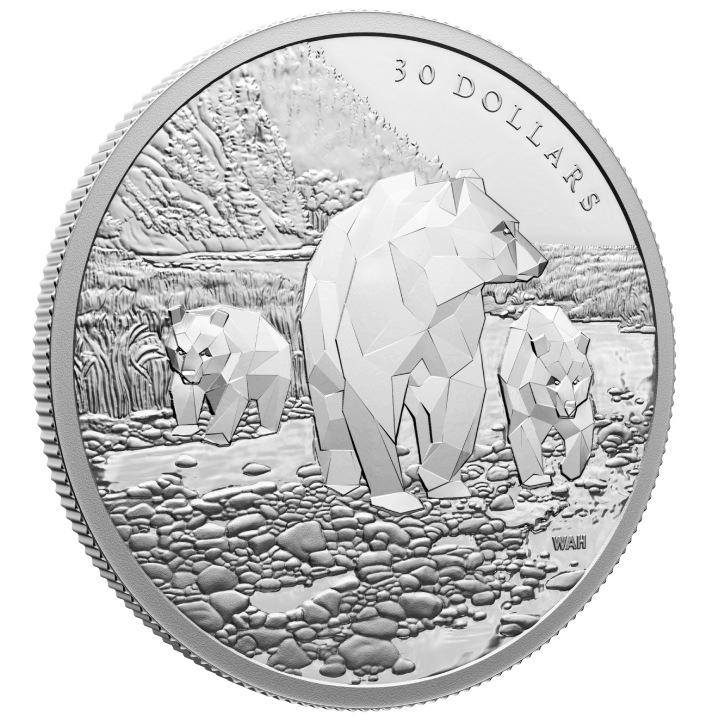 Canada: Multifaceted Animal Family - Grizzly Bears 2 uncje Srebra 2023 Proof