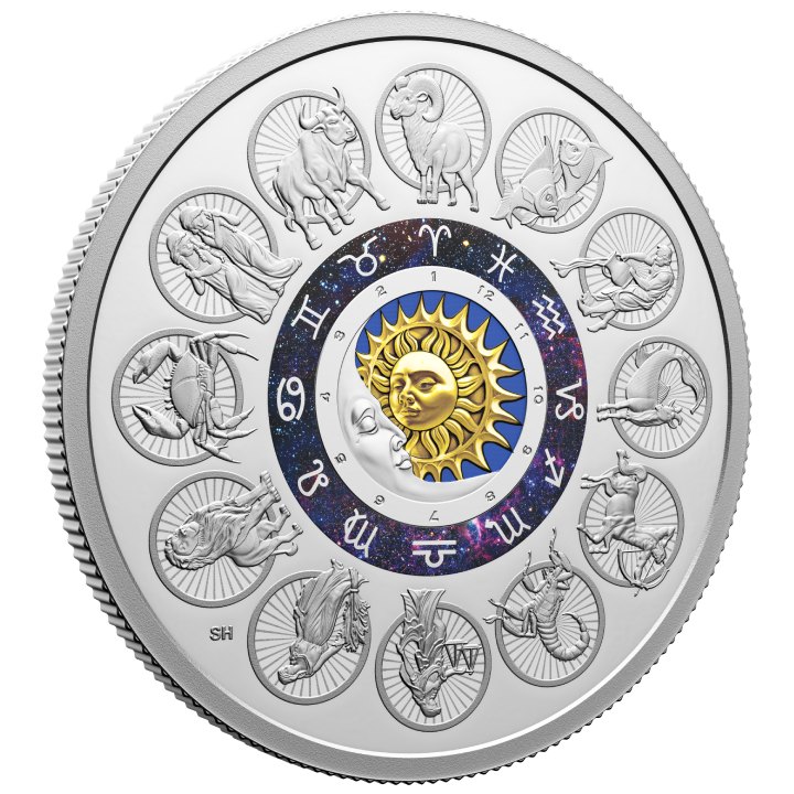 Canada: Signs of the Zodiac kolorowany 2 uncje Srebra 2024 Proof