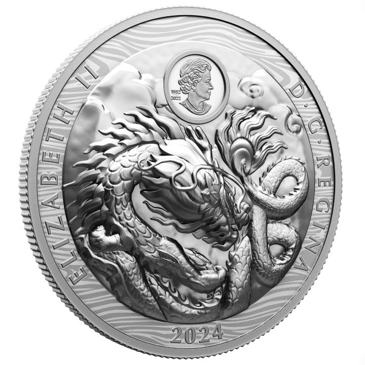 Canada: Year of the Dragon $50 Srebro 2024 Proof Extraordinarily High Relief