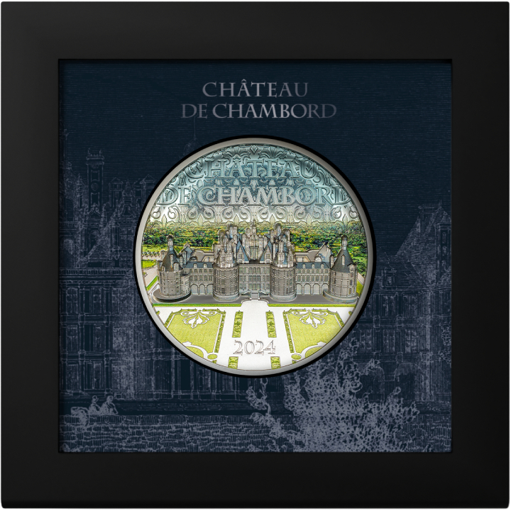 Cook Islands: Château de Chambord kolorowany 5 uncji Srebra 2024 Proof Ultra High Relief 