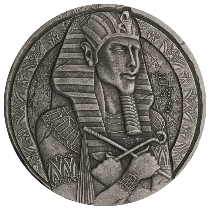 Czad: ERS - Amenhotep IV 5 uncji Srebra 2023 Antiqued Coin 