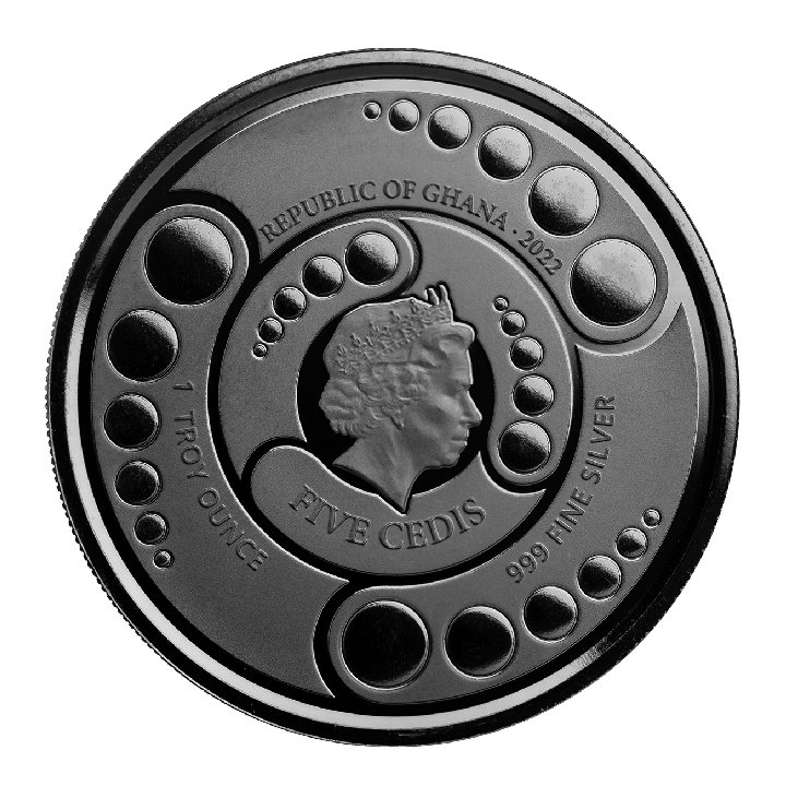 Ghana: Alien kolorowany 1 uncja Srebra 2022 Black Rhodium Proof