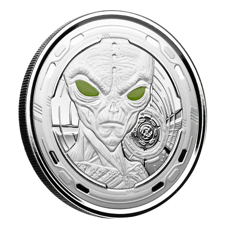 Ghana: Alien kolorowany 1 uncja Srebra 2022 Proof